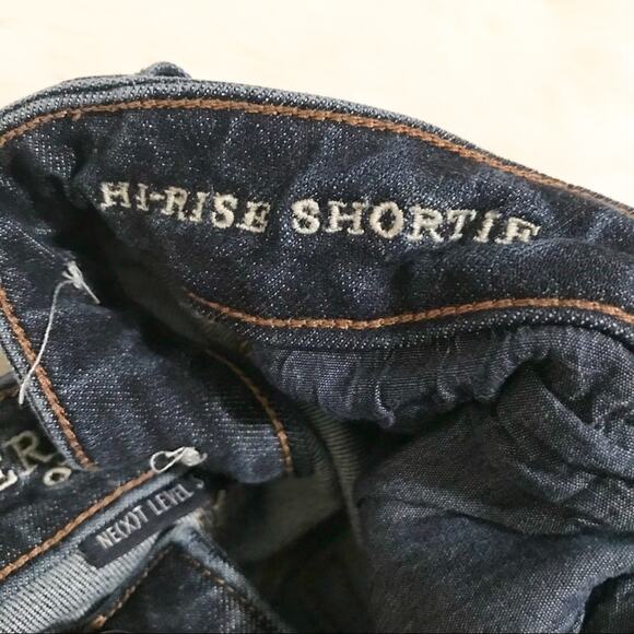 American Eagle Hi Rise Shortie Ripped Stretch High Waist denim jean shorts 4 - Picture 6 of 7